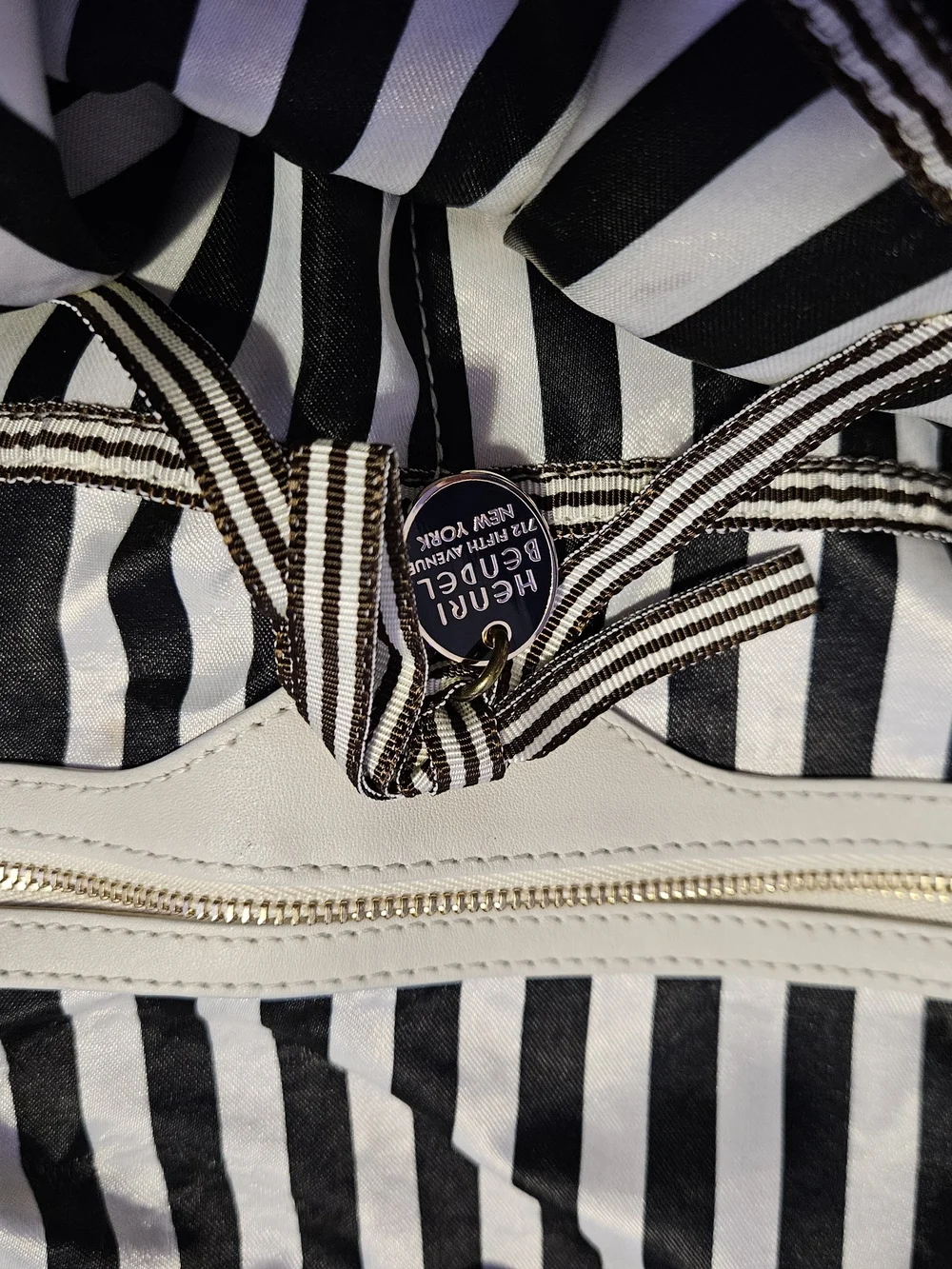 henri bendel Purple Tote with Black & White Snake-Print Trim